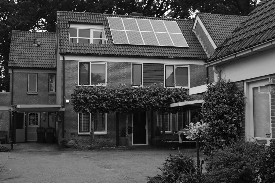 beautiful house with modern solar panel design